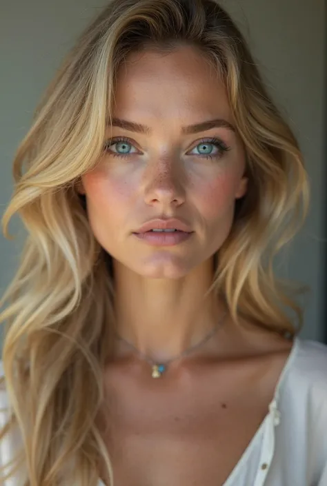 Blonde model with unique features
