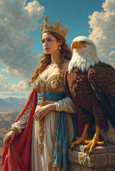 Queen of the United States with her eagle husband 