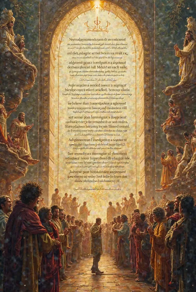 Close no Salmo 117, showing his two verses. In the background, a representation of diverse nations and peoples in an attitude of praise, symbolizing the universal call to worship God.