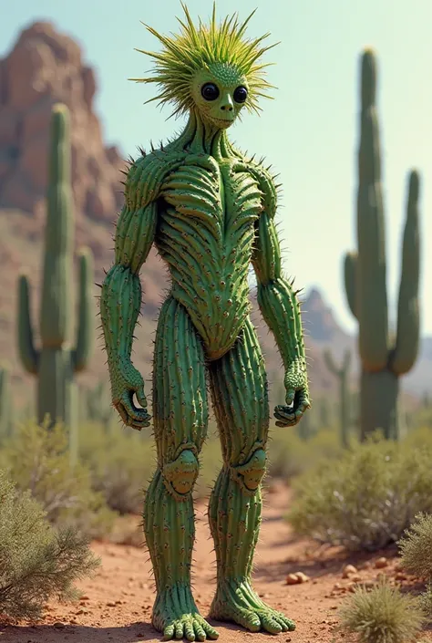 A humanoid cactus man 