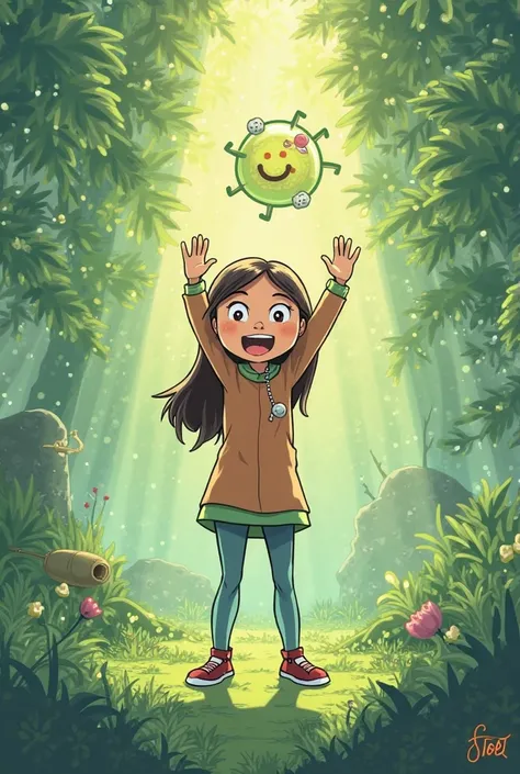 We’re tasked to make a comic with 20 panels and I’m on number 5. Here’s the details and here’s lilia

Title: Molecular Adventure: The Energy Cycle

Main Character: Lila, a curious girl who shrinks down to explore how energy moves through living things.

1-...