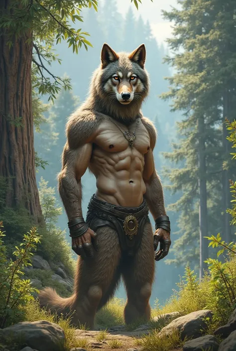 Make an image of a furro wolf naked or without clothes that has the VRG outside and very large "without clothes"