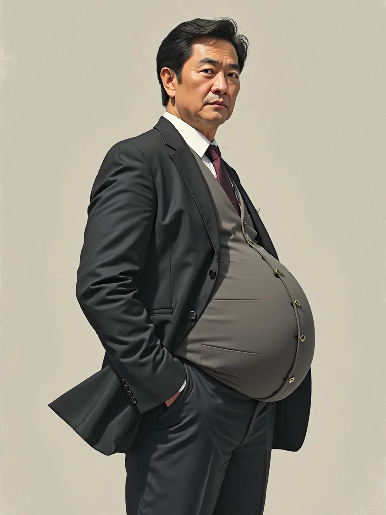 Japanese Handsome Teacher Male 40 years old wears suit and pregnant.