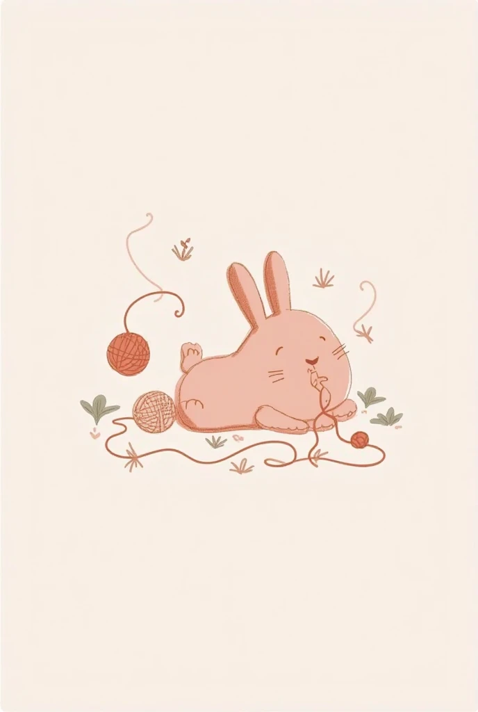 Create me a minimalist logo for my shop from knitted yarn description: color-pink little rabbit lying on his back and playing with yarn store name: Cute-Toys-Shop 