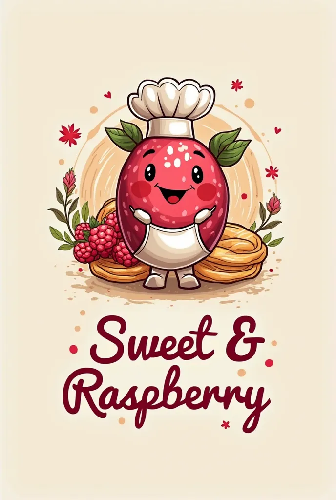 Create a logo with the name of the business Sweet & raspberry with pastry theme 