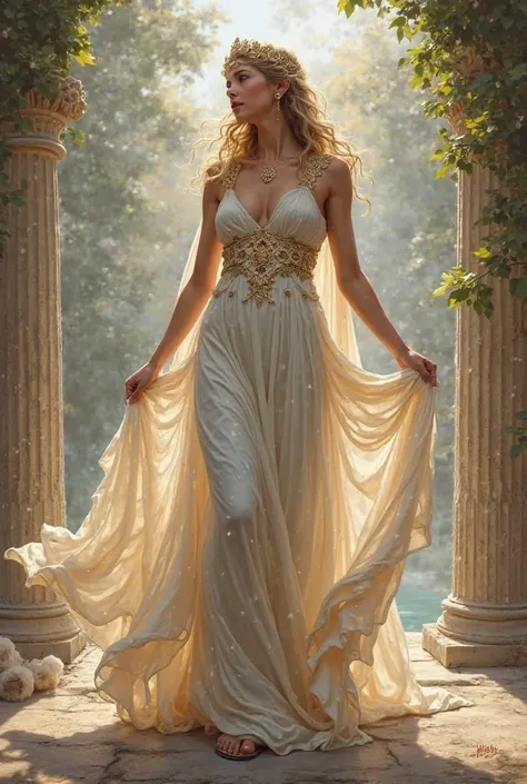 Show me a picture of the goddess Tyche and her dress 