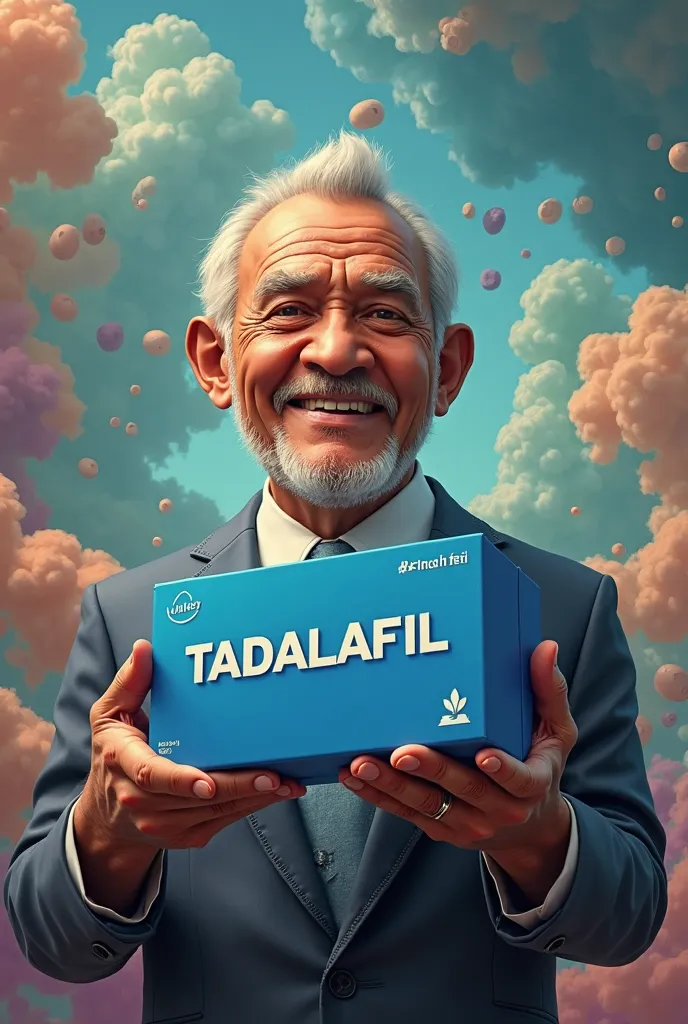 Lula holding a tadalafil box