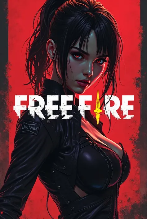 Temporarily black and red background logo for the Free Fire game and a girl character