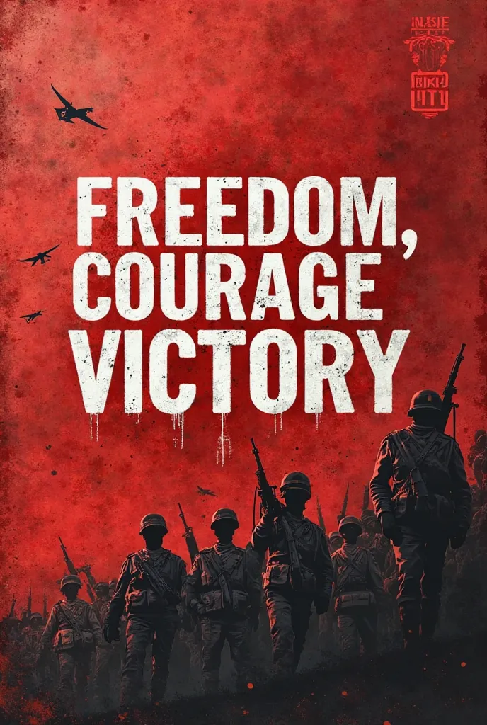 Can you make me a poster of a slogan on Turkish A4 paper using the words freedom courage and victory