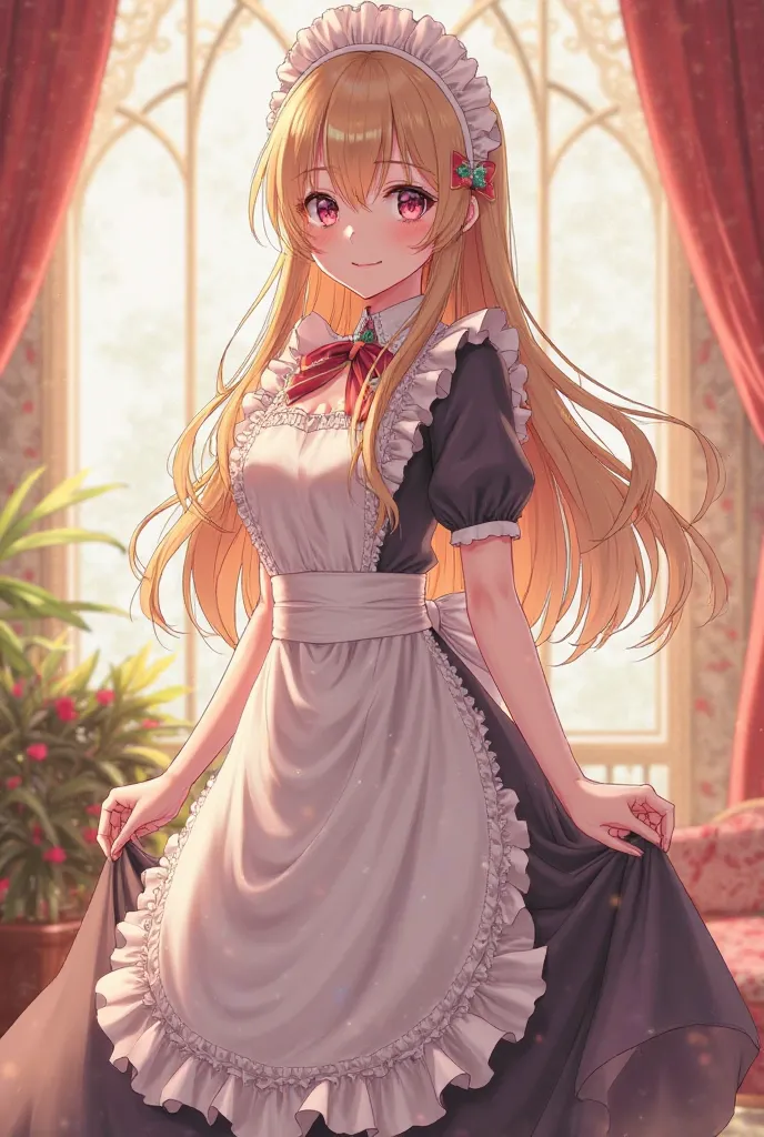 A beautiful maid (in anime style)