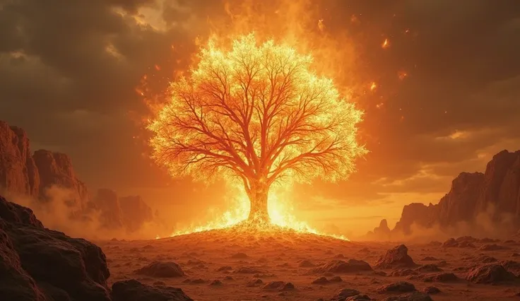 Image of the burning bush that Moses saw in the desert