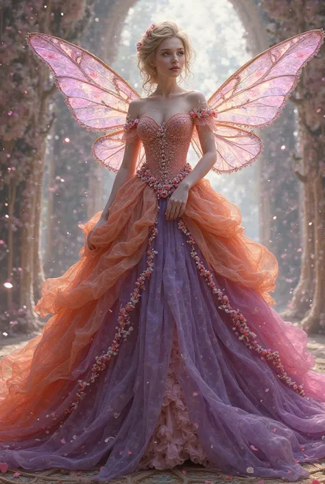 Fairy big ball gown purple orange pink