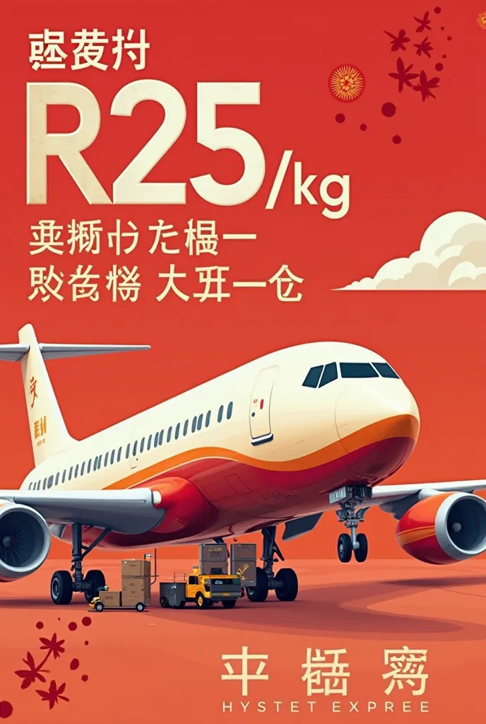 Promotional poster：
poster design suggestions：
📌 theme color： red+（highlight Chinese style & express delivery speed）
📌 Main Elements：

large font “RM25/symbolizes fast transportation {x} kg Malaysia→China”
cargo truck or plane pattern（poster design suggest...