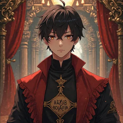 He was born with short black hair and brown eyes. He wears red and black clothes with the word Habib Bouafia in the middle. His skin is white and has an anime style in a luxurious and legendary way 