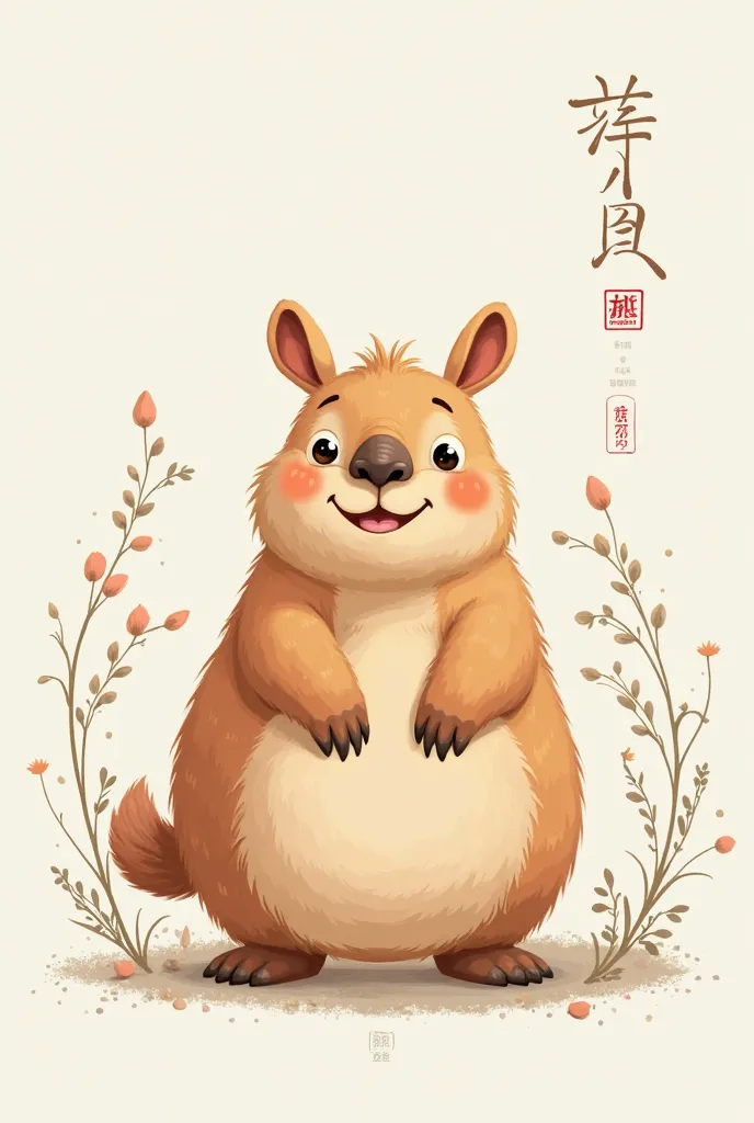 Animated capybara for a calligraphy cover