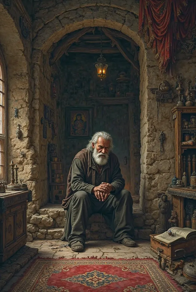 A man in an ancient home 