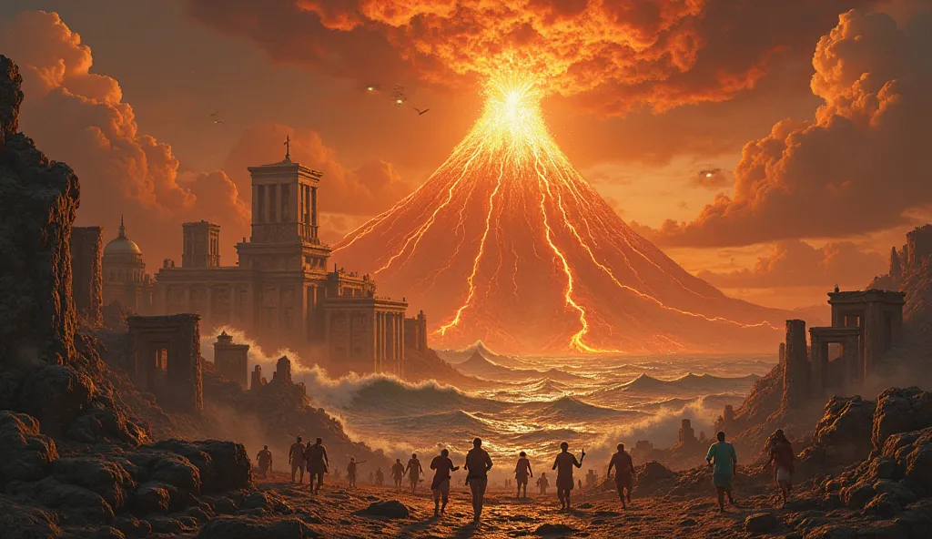 Or a volcanic eruption that swallowed the mighty city whole? The Lost City of Atlantis is in its final moments—towering golden palaces and marble temples tremble as a massive volcano erupts in the background. Rivers of molten lava flow through the streets,...