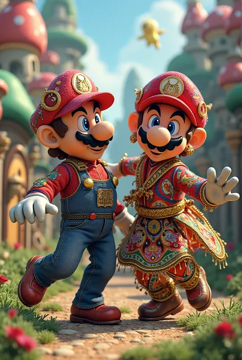 Fusion of Mario Bross with diablada dance