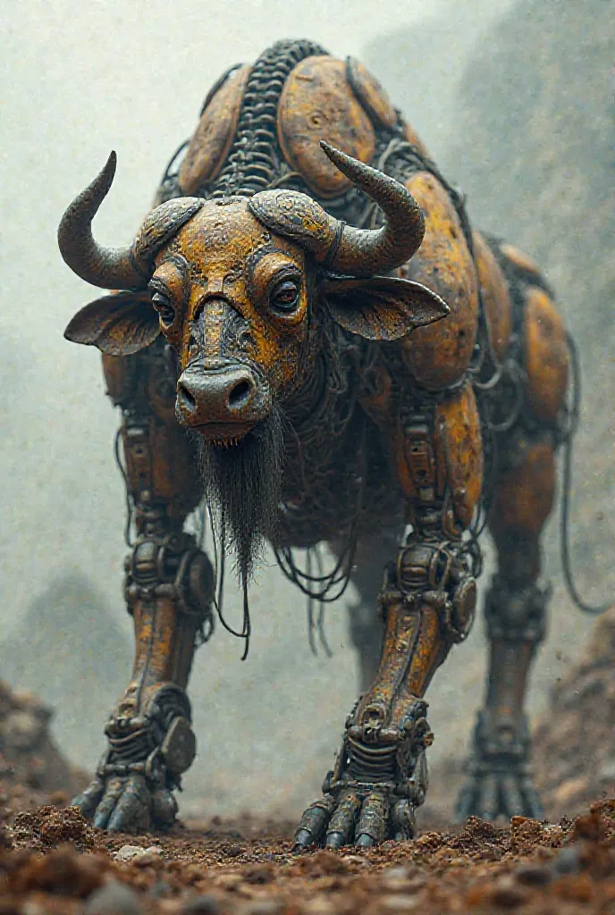 ai automated cybertron real buffalow as a Auto bot machine body parts and face taken with the scarb metals and the huge folding wires old metal parts 