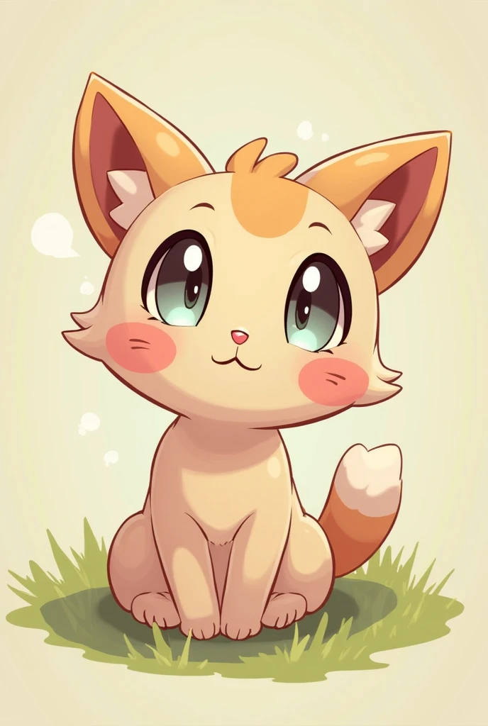 cartoon cat with big eyes sitting on the ground, concept art by Kanbun Master, pixiv contest winner, furry art, furaffinity commission, furaffinity fursona, commission on furaffinity, hypdertailed, new pokemon, fursona art, style of cute pokemon, anime cat...