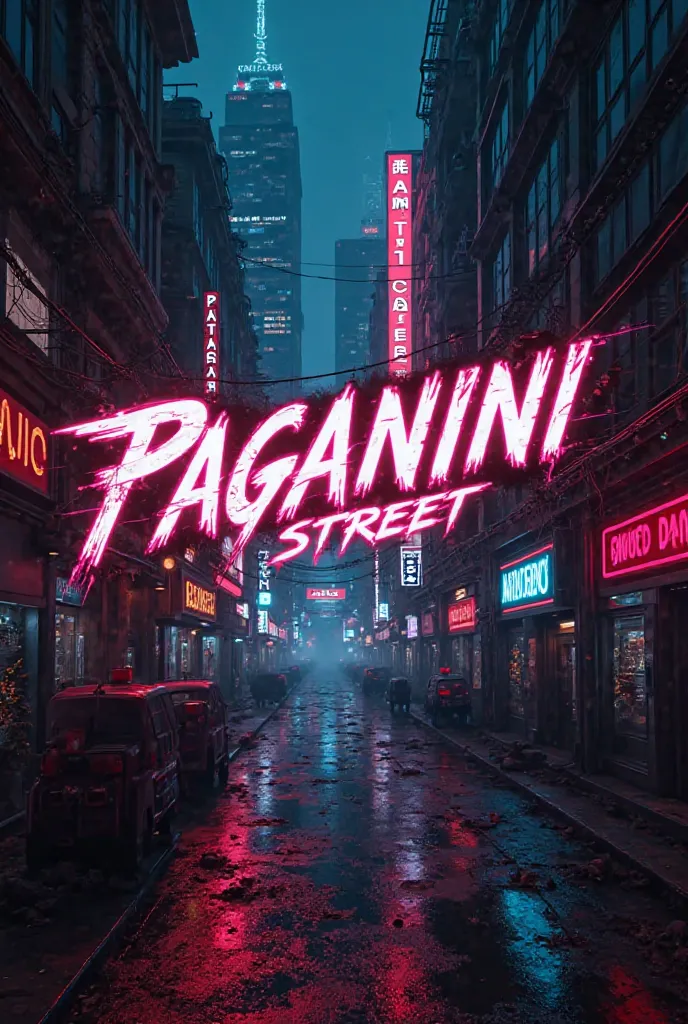 Create a cyberpunk logo with the name PAGANINI STREET