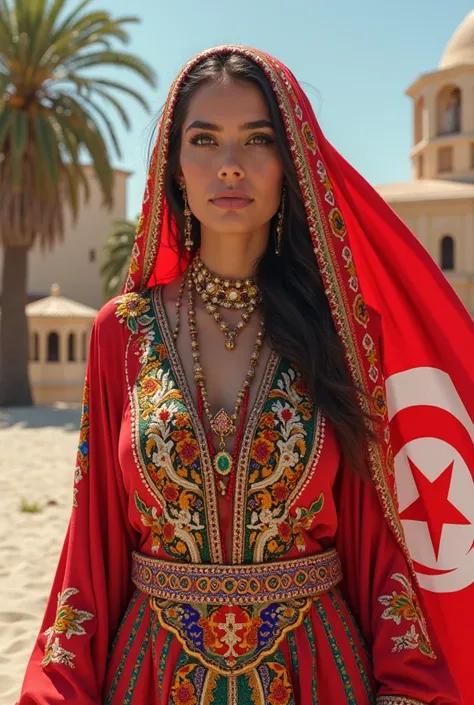 Image for a caracter with tunisian flag or symbol