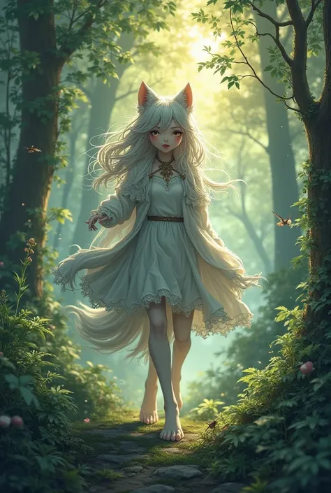 Fasa a human werewolf girl in the forest anime