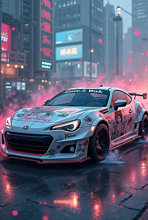 Vinilo para Subaru brz con body kit de Liberty walk.Con estilo anime de date of live