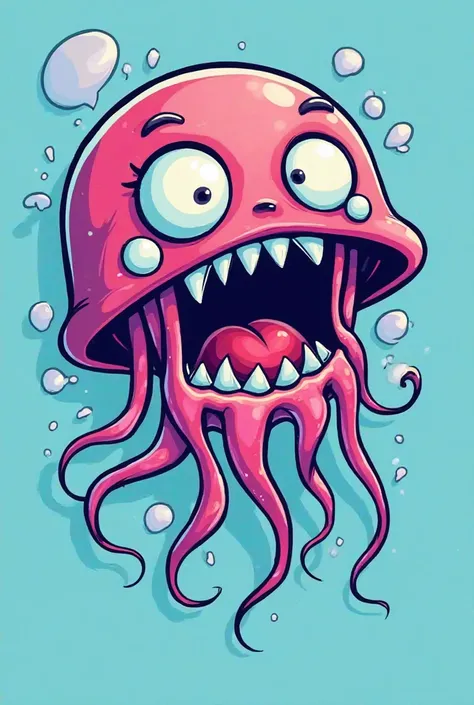 Generate the head of a jellyfish screaming Cartoon style Mascot style logo