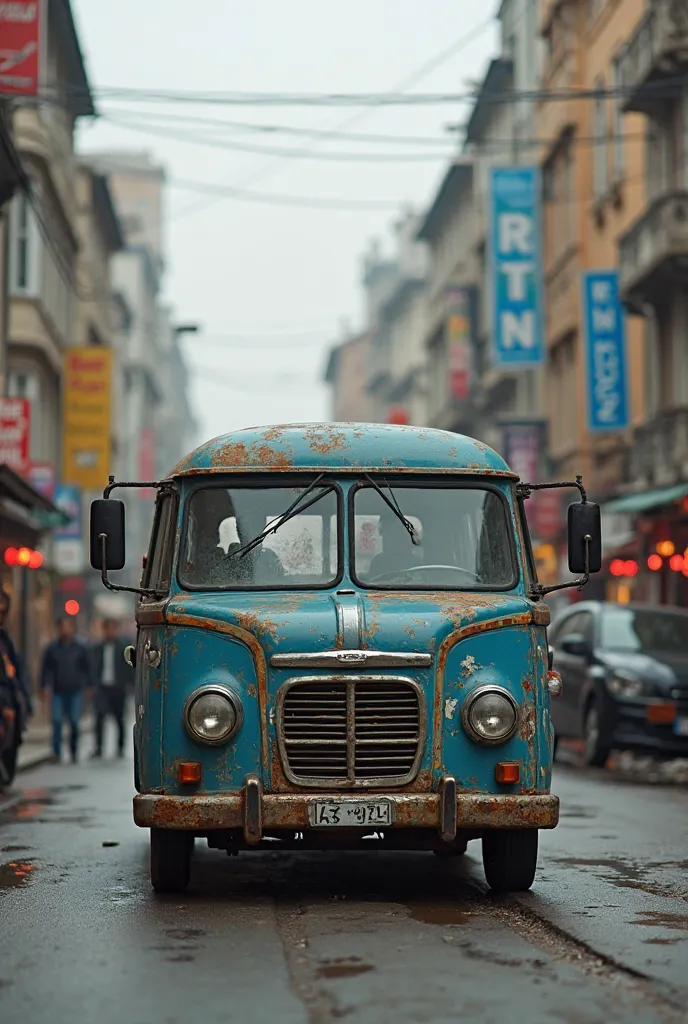 A little bit older minibus in a city in Ukraine