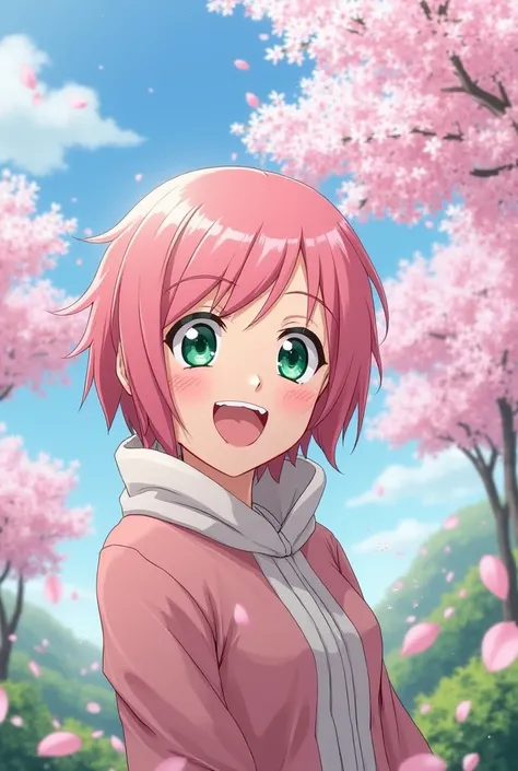 Sakura Haruno happy Naruto anime style 