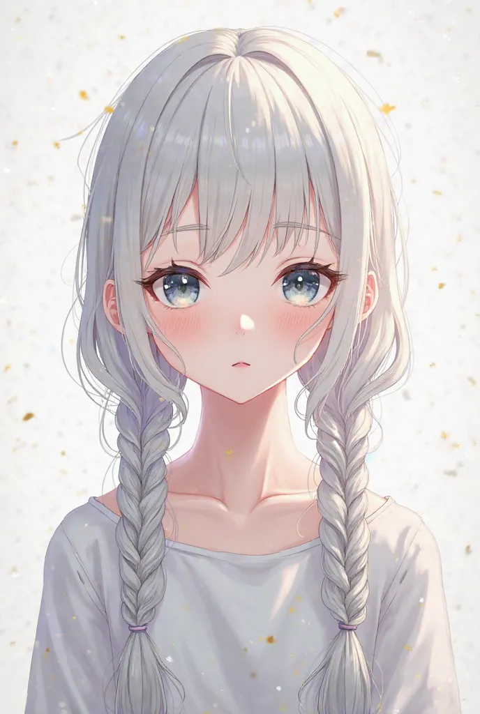 a 17-year-old anime character,  white skin, And with big braids