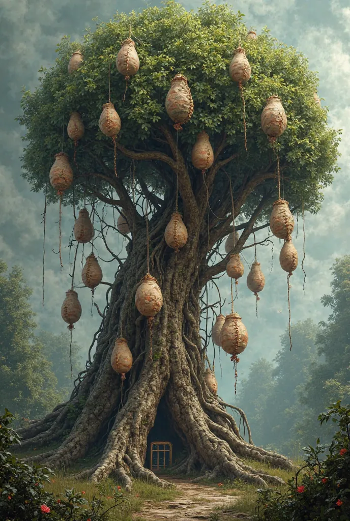 Testicle tree with testicles that are as realistic as possible, with hair and sack stitching