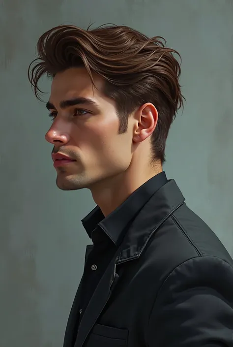 Brunette handsome side profile is a cool guy
