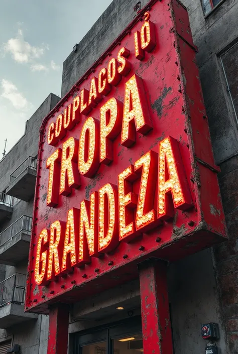 Sign written by Tropa da Grandeza color crimson 