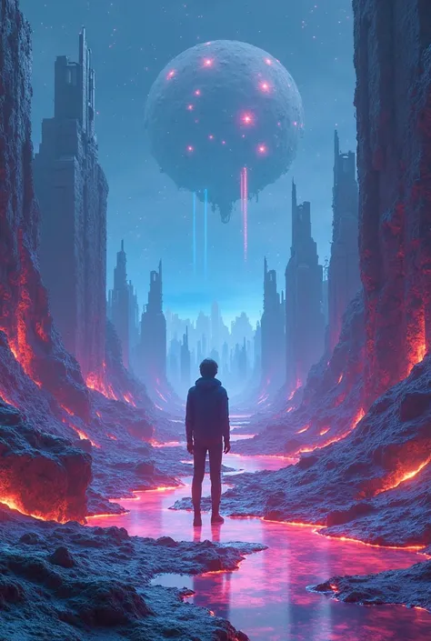 A place where you can walk on a neon planet 