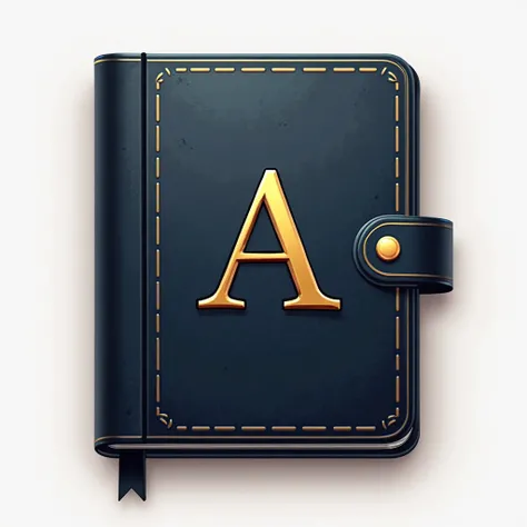 Quier An elegant square icon for an iPhone app that is an online agenda is called AURUM, so I want it to be a front icon of a diary with its clasp and in the center of the diary I want the letter A in gold, black or night blue.. 