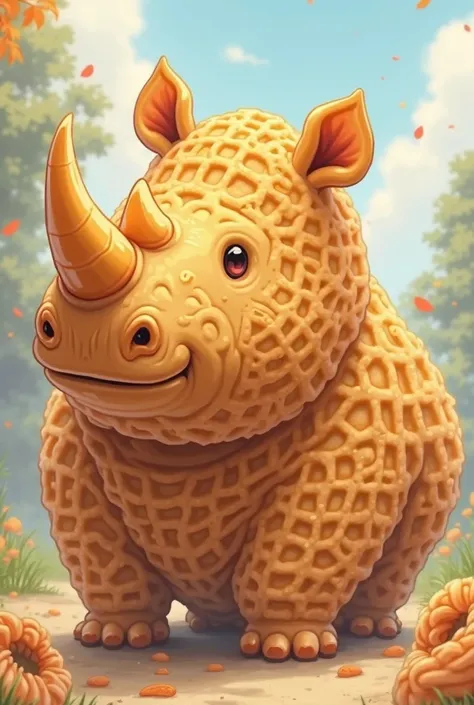 Cute realistic anime-style waffle rhinoceros