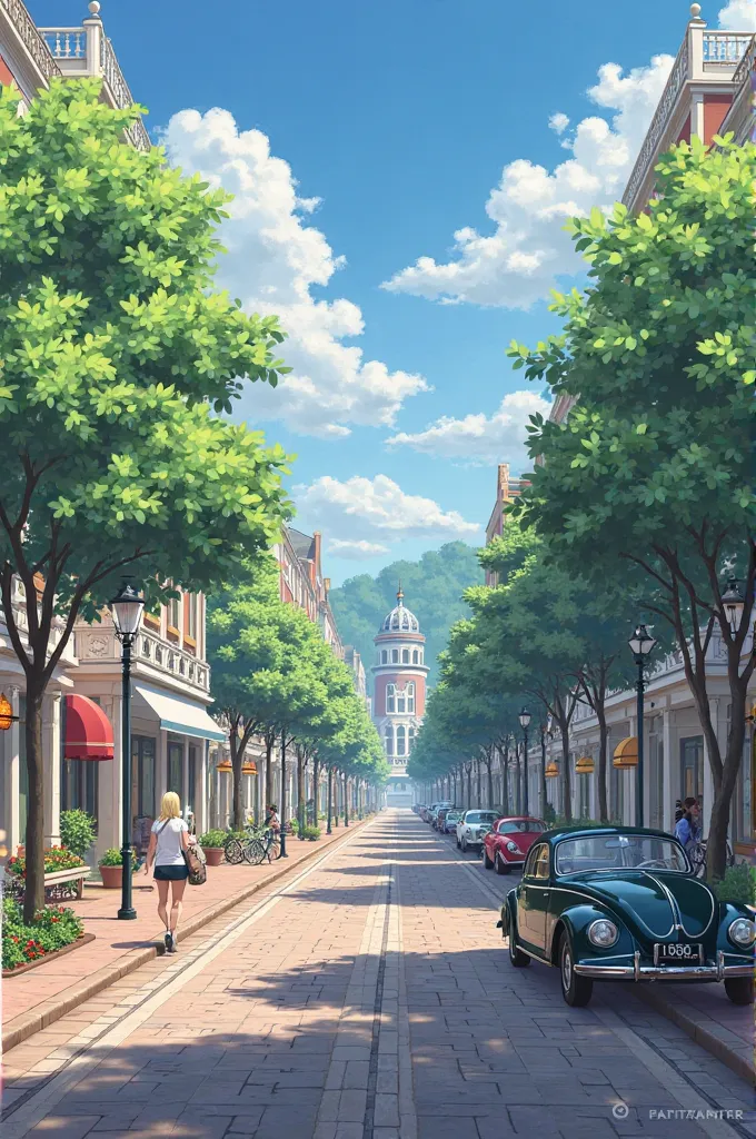 Picture of neat town street 
