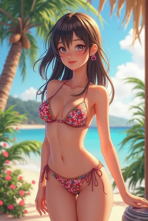 3d Anime girl in bikini having sexy figure