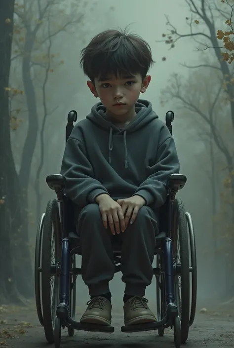 Feeling sad wheelchair boy handsome