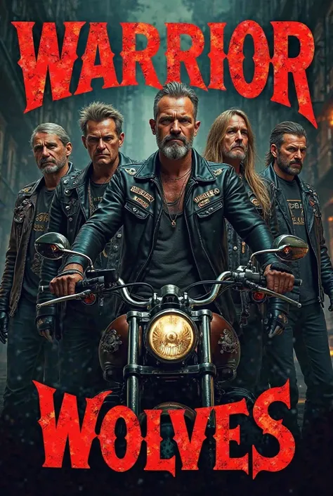 Would you mind adding the name of the club to the last picture for me? I want it in the style of the Hells Angels, so that the word warrior is above the picture and wolves is below the picture