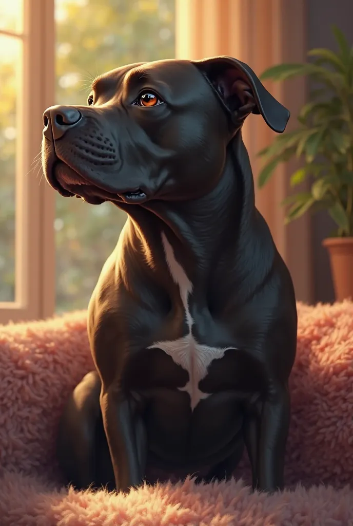 An affectionate black pit bull 