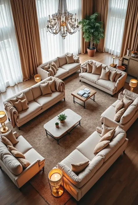 Arrange 10 sofas in a room