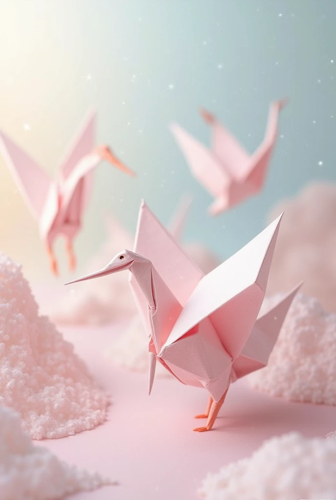 Origamis in pastel colors 