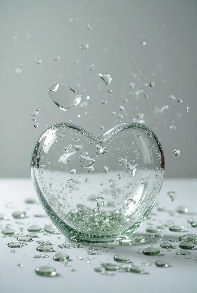 The heart-shaped glass vase fell apart and could not be mounted