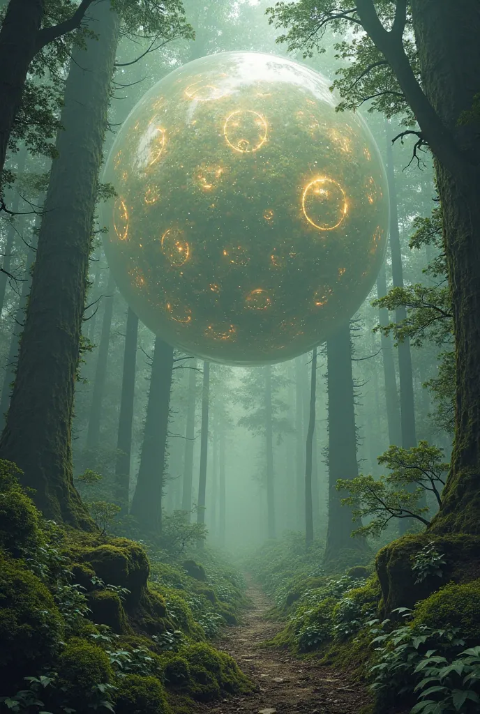 Create an image of a forest being covered by a dome 