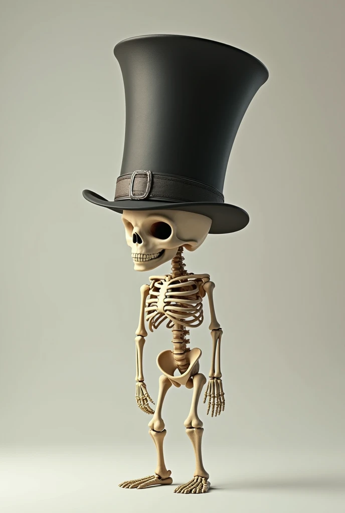 A realistic very very short skeleton with a ginormous tophat