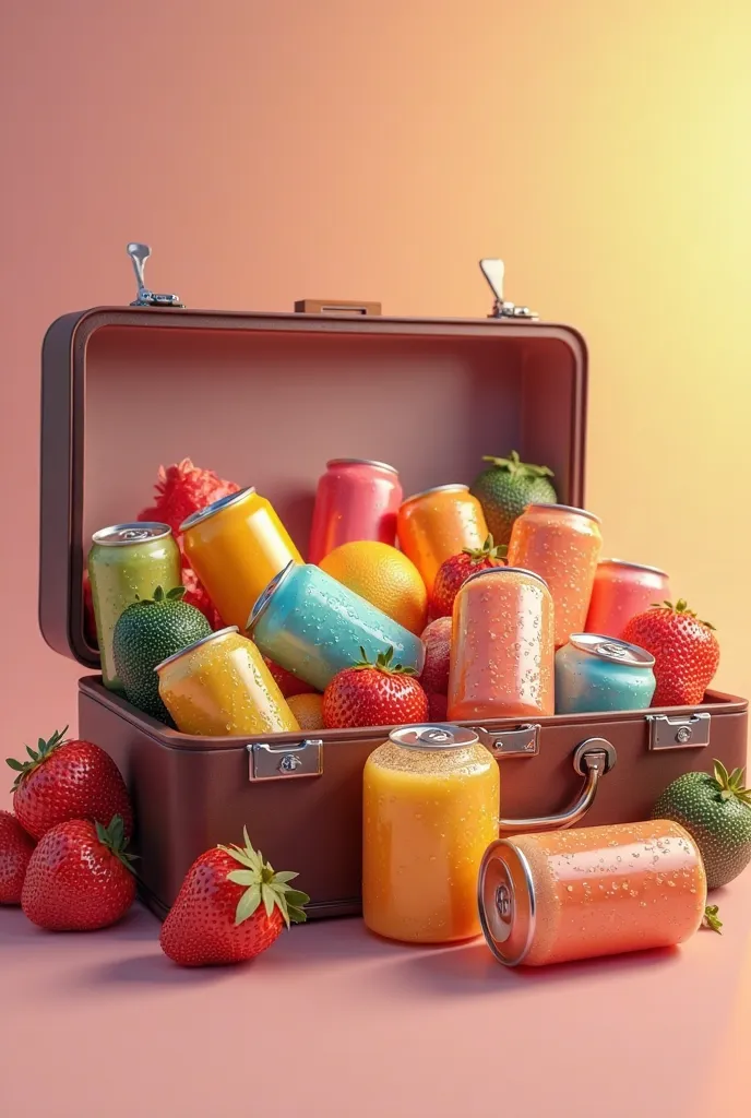 Canned fruit juice in the suitcase 