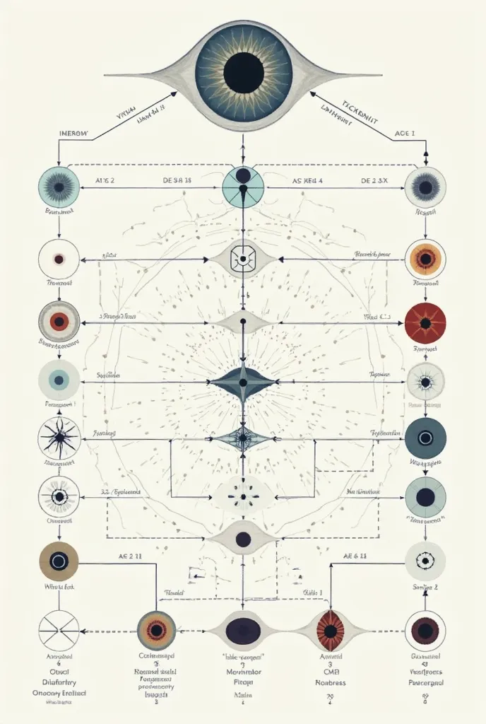 Make me a visual diagram that connects with these 21 tests 1) Visual Acuity
2) Hirshchberg
3) Krimsky
4)Worth
5)
Look Preference
6)Bruckner
7)Keratometry
8) Ductions and versions
9) Cover test
10) Kappa Angle
11) Accommodative Tests (AA and Flex Acc)
12) R...